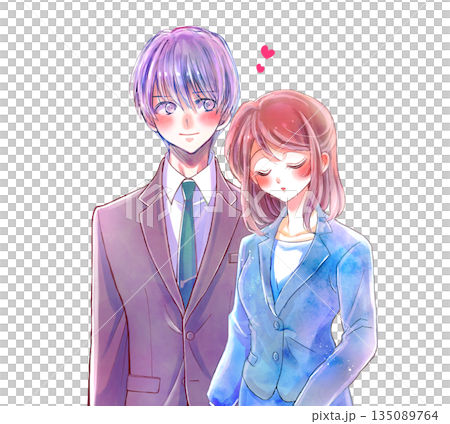 スーツを着た寄り添う男女　恋愛 135089764