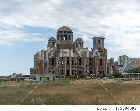 August 24, 2025: Naval Cathedral of St. Nicholas the Wonderworker under construction on the waterfront in Novorossiysk, Russia, representing religious architecture and urban development August 24, 2025: Naval Cathedral of St. Nicholas the Wonderworker under construction on the waterfront in Novorossiysk, Russia, representing religious architecture and urban development 135090095