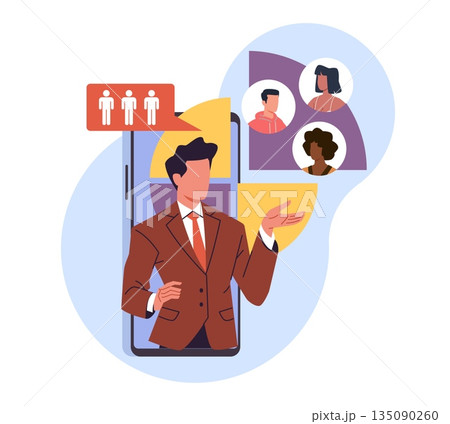 Audience segmentation. Data driven user research, sociology science, target group, presenting segmented person profile, digital marketing analysis groups vector cartoon isolated concept Audience segmentation. Data driven user research, sociology science, target group, presenting segmented person profile, digital marketing analysis groups vector cartoon isolated concept 135090260
