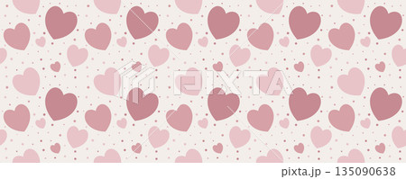 Cute heart print featuring randomly placed love shapes on gentle pink backdrop. Ideal for Valentine greeting cards, romantic wrapping paper, or sweet girl's decor. 135090638