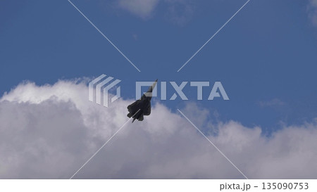 25 July 2021, Russia, Zhukovsky. Su-57 fighter jet performs aerobatic maneuvers at MAKS 2021 air show, showcasing advanced military aviation, precision flying, and aircraft performance. 25 July 2021, Russia, Zhukovsky. Su-57 fighter jet performs aerobatic maneuvers at MAKS 2021 air show, showcasing advanced military aviation, precision flying, and aircraft performance. 135090753