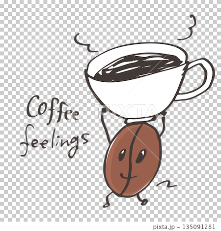 Loose hand-drawn coffee bean character vector 4 135091281