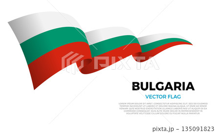 Flag of Bulgaria. Bulgarian and East European Culture. Shining flag with realistic shadows waving in three layers. The elegant curves and realistic shading create a sense of motion Flag of Bulgaria. Bulgarian and East European Culture. Shining flag with realistic shadows waving in three layers. The elegant curves and realistic shading create a sense of motion 135091823