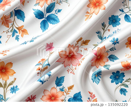 Romantic branding. Vintage style with floral pattern. Texture of premium textile fabric. 135092220