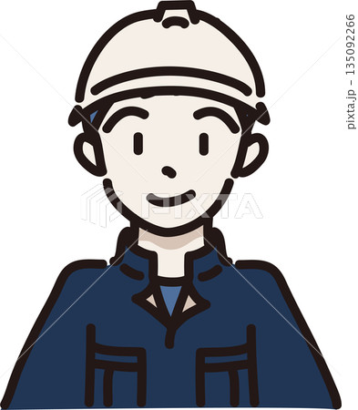 ヘルメット作業服を着た男性のイラスト 紺色の制服 ヘルメット作業服を着た男性のイラスト 紺色の制服 135092266