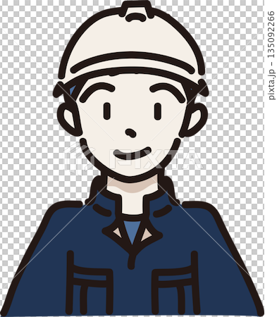 ヘルメット作業服を着た男性のイラスト 紺色の制服 ヘルメット作業服を着た男性のイラスト 紺色の制服 135092266
