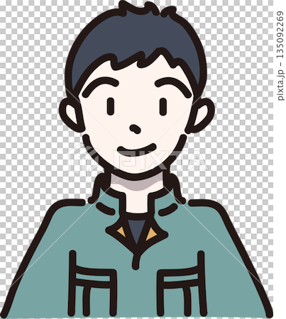 身穿工作服（綠色制服）的男子插圖 135092269