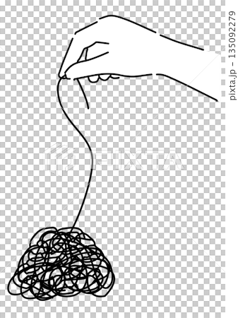 一幅簡單的線條畫，描繪了一隻手解開纏繞的線頭，象徵逆境與解決。 135092279