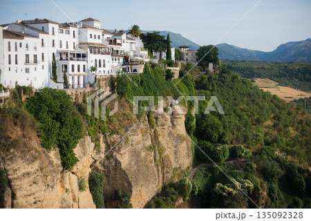 Beautiful cityscape with mountains. 135092328