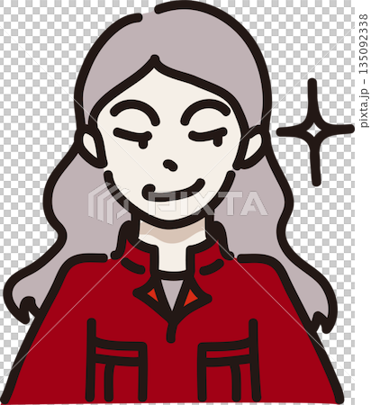 一位身穿工作服、表情陰險的女性的插圖——紅色制服 一位身穿工作服、表情陰險的女性的插圖——紅色制服 135092338