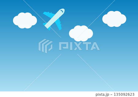 青空と飛行機のシンプルな背景イラスト 青空と飛行機のシンプルな背景イラスト 135092623