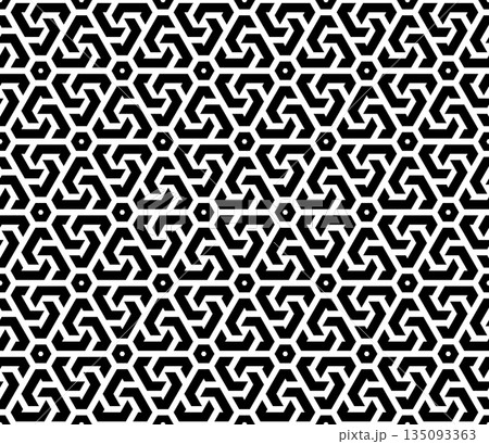 Abstract geometric pattern. A seamless vector background. White and black ornament. Graphic modern pattern. Simple lattice graphic design. Abstract geometric pattern. A seamless vector background. White and black ornament. Graphic modern pattern. Simple lattice graphic design. 135093363