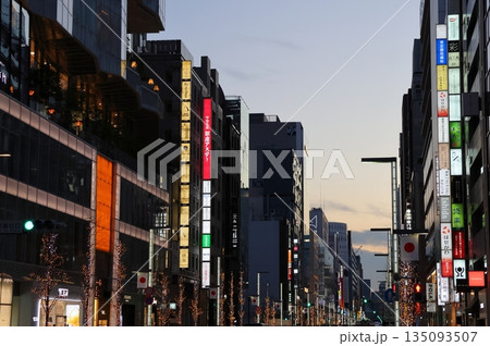 銀座のメインストリートは銀座通り（中央通り）　東京都中央区 135093507