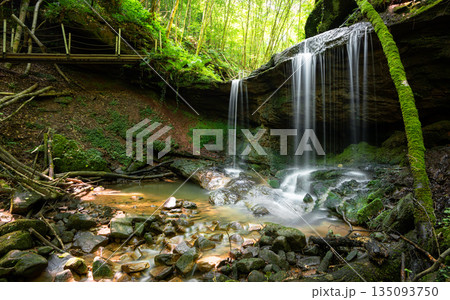 Landscape image with small creek, Eifel, Germany 135093750
