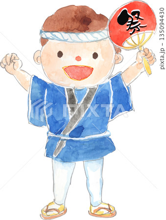 法被姿の子どものイラスト　ベクター 135094430