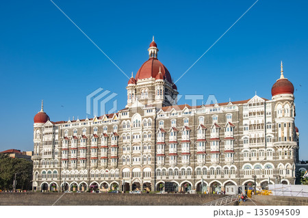 View of the iconic Taj Hotel in Mumbai, Maharashtra, India. Heritage luxury landmark 135094509