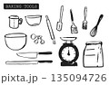 手描き お菓子作り 道具 線画 イラストセット1 135094726