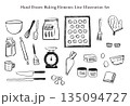 手描き お菓子作りの素材 線画イラスト　オールセット 135094727