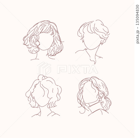 Female silhouette with short hair collection light brown 135094830