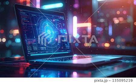 Digital technology and nightclub music concept featuring a DJ mixer in action with a fiber optics background of light spots Digital technology and nightclub music concept featuring a DJ mixer in action with a fiber optics background of light spots 135095219