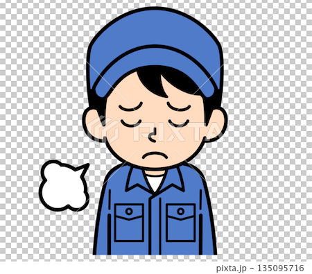 A simple worker man sighing 135095716