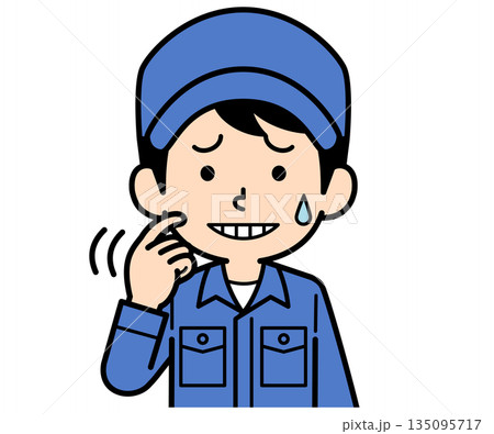 動揺するシンプルな作業員の男性 135095717