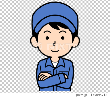 腕組みするシンプルな作業員の男性 135095718