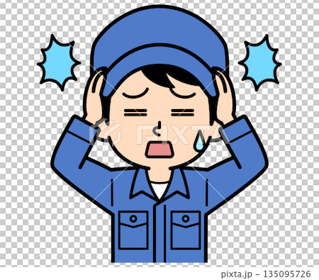 A simple worker man holding his head 135095726