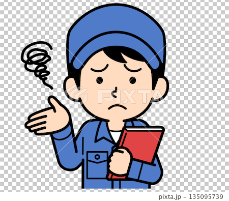 A simple worker man confused with a file A simple worker man confused with a file 135095739