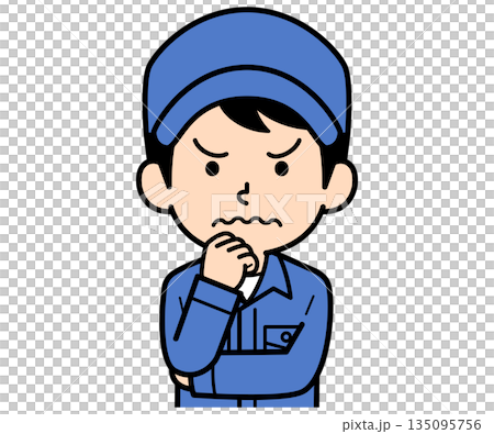 A simple worker man who is worried 135095756