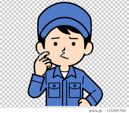 一個面帶不滿表情的普通工人 一個面帶不滿表情的普通工人 135095760