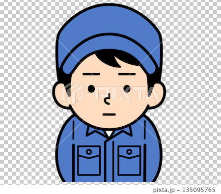 じっと見つめるシンプルな作業員の男性 じっと見つめるシンプルな作業員の男性 135095765