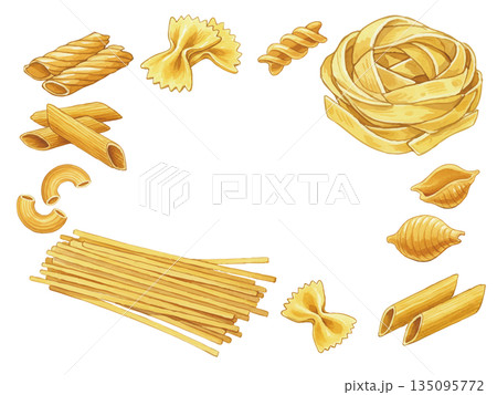 水彩風パスタイラスト 135095772