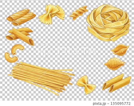 水彩風パスタイラスト 135095772