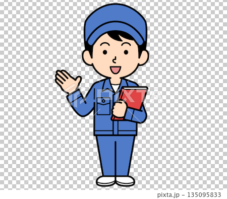 A simple worker man holding a file and guiding 135095833