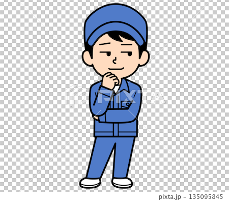 不敵に笑うシンプルな作業員の男性 135095845