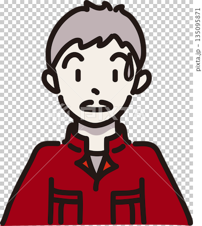 作業服を着た驚く男性のイラスト 赤色の制服 作業服を着た驚く男性のイラスト 赤色の制服 135095871