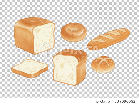 水彩麵包插圖 135096082