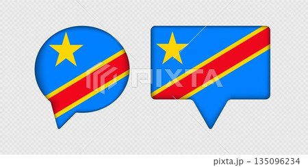 Flag of Democratic Republic of the Congo in speech bubble. 135096234