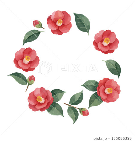 水彩風椿イラストフレーム 135096359