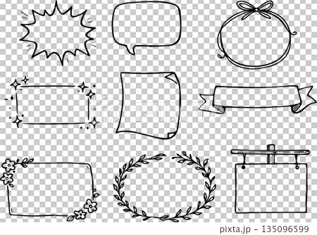 Monochrome hand drawn frame set 135096599