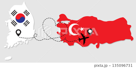 Airplane travel from South Korea to Turkey Airplane travel from South Korea to Turkey 135096731