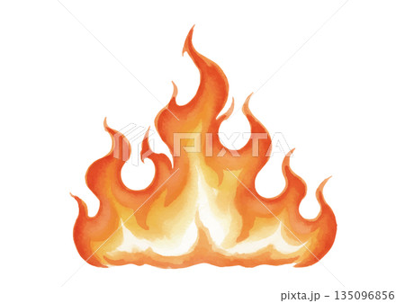 水彩風の炎イラスト 135096856
