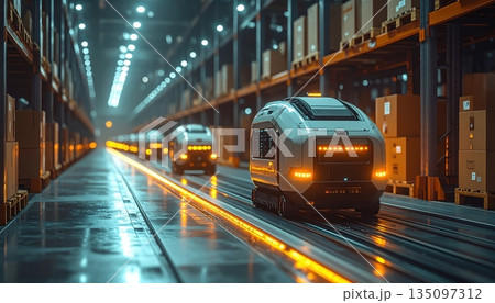 Night train speed blur on the urban railway station road Night train speed blur on the urban railway station road 135097312