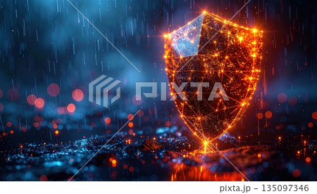 Abstract digital energy explosion of bright, glowing star lights for a futuristic technology or colorful Christmas party background design 135097346