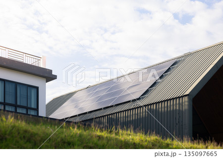 Eco House With Solar Roof Eco House With Solar Roof 135097665