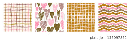 Red green pink stripe heart check grungy 135097832