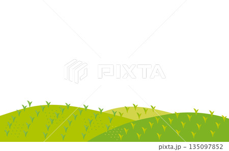 草原と山のナチュラルな風景イラスト 135097852