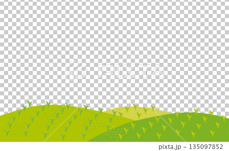 Natural landscape illustration of grassland and mountains 135097852