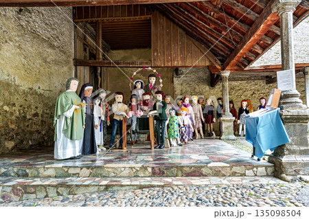 The Mounaques are life size dolls made of fabric and hay, dressed in clothing in Campan, France 135098504